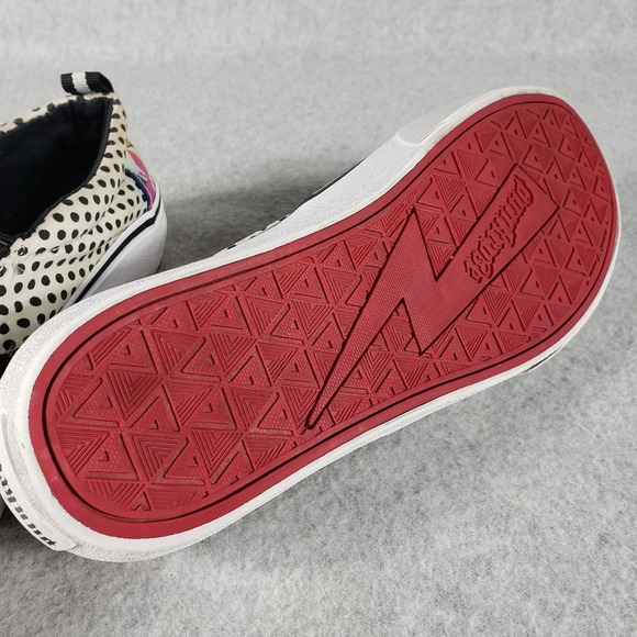 Punkrose Slip On Memory Foam Sneakers Black White Polka Dot Abstract Sole Red - Picture 15 of 15